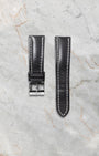 Additional black leather watch strap with contrast stitching and pin buckle for Breitling Navitimer World A24322