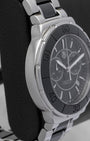 left side profile of the 41mm curves on a TAG Heuer Formula 1 case resting on a leather presentation block
