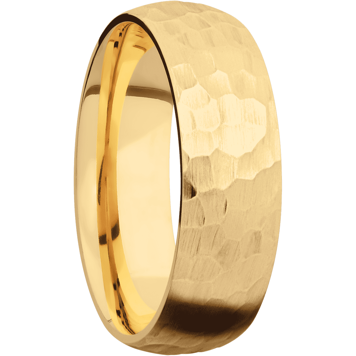 14K Yellow Gold + Hammer Finish