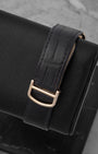 Black alligator leather watch strap with a solid 18k rose gold folding deployment buckle