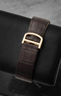 Dark brown alligator leather strap with 18k rose gold folding deployant clasp for Cartier Santos-Dumont W2006951