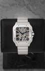 Pre owned 2022 Cartier Santos de Cartier Skeleton WHSA0015 stainless steel luxury watch at Noah's Fine Watches & Jewelry in Dallas, TX