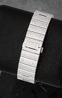 Rear view of the stainless steel bracelet and deployment clasp for Cartier Santos Skeleton WHSA0015