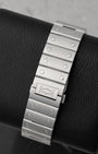 Stainless steel bracelet featuring the SmartLink adjustment system and double folding deployant clasp for Cartier Santos WSSA0018