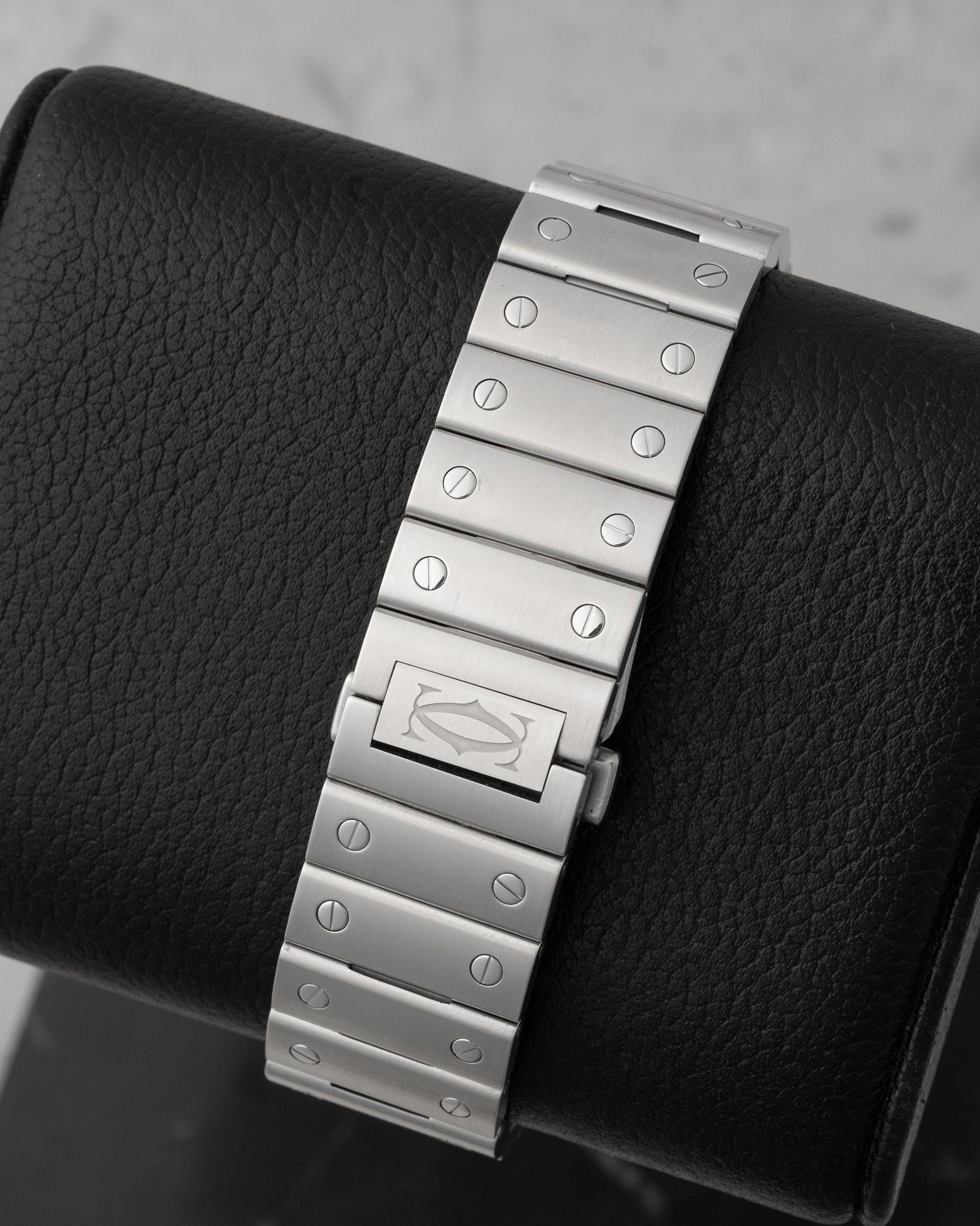 Stainless steel bracelet featuring the SmartLink adjustment system and double folding deployant clasp for Cartier Santos WSSA0018