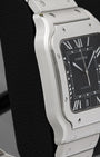 Side profile view of the 2026 Cartier Santos de Cartier WSSA0096 large model stainless steel case
