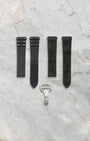 Included QuickSwitch black leather strap and steel deployant buckle for Cartier Santos WSSA0096