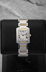 Cartier Tank Française Medium watch in 18k yellow gold and stainless steel with a silver grained Roman numeral dial