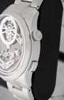 Side profile close-up of Christopher Ward C1 Bel Canto showing the titanium Light-catcher case, crown, and chime activation pusher