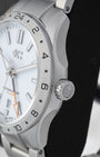 Side profile view showcasing the crown and steel case finish of the Christopher Ward C63 Sealander GMT