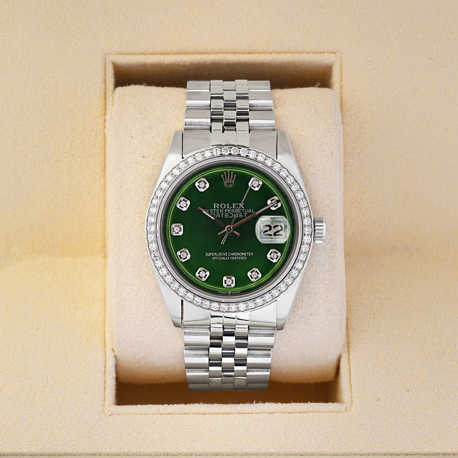aftermarket diamond Rolex Datejust 36 1603 | Noah's Fine Watches & Jewelry