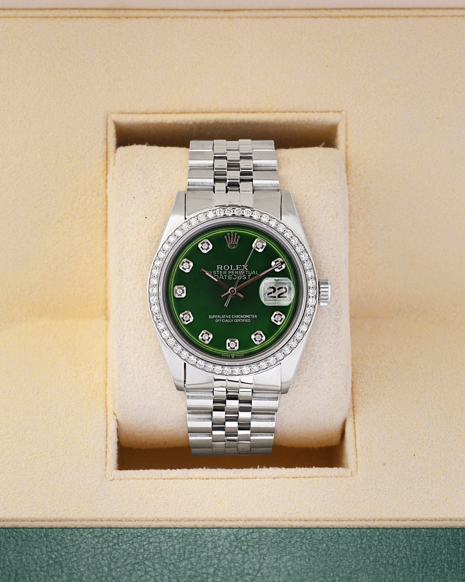 aftermarket diamond Rolex Datejust 36 1603 | Noah's Fine Watches & Jewelry
