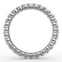 Circular profile view of the Fana W6125 white gold eternity band, highlighting the uniform 1.0 carat round diamond placement and scalloped shared-prong open gallery
