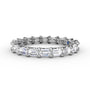 Fana 14k white gold diamond eternity band, style W6142, showcasing a 1.59 carat continuous circle of horizontally set emerald cut diamonds in a shared prong layout