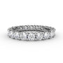 Fana 14k white gold diamond eternity ring, style W6128, showcasing a 2.05 carat continuous full circle of round brilliant diamonds in a striking shared prong layout