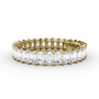 Fana 14k yellow gold diamond wedding band, style W6143, showcasing a 2.39 carat continuous circle of vertical emerald cut diamonds in a warm shared prong setting