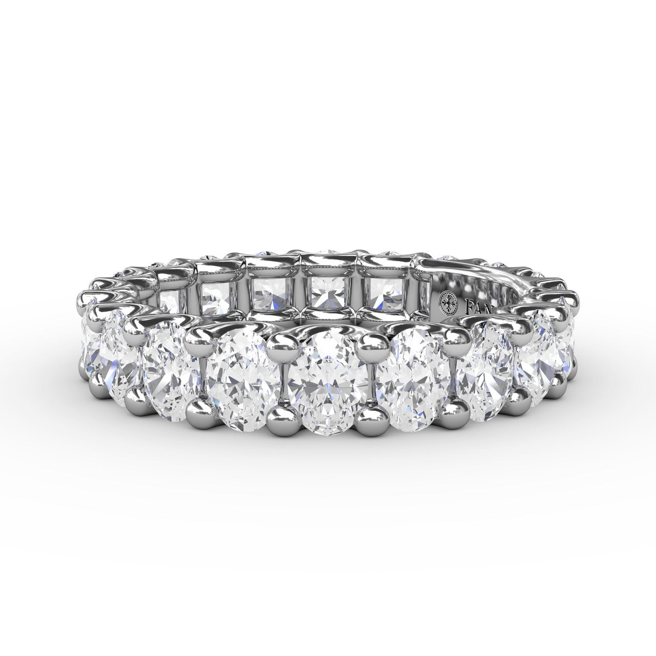 Fana 14k white gold diamond eternity band, style W6141, featuring 3.30 carats of vertically set oval diamonds in a low-profile shared prong setting