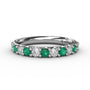 Fana 14k white gold anniversary band, style W6203E with a continuous alternating row of round green emeralds and brilliant white diamonds