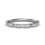 Fana 14k white gold diamond wedding band, style W7493 with an alternating pattern of horizontal emerald cut and round brilliant diamonds