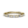 Fana 14k yellow gold diamond wedding band, style W7493 with an alternating pattern of horizontal emerald cut and round brilliant diamonds
