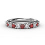 Fana 14k white gold anniversary band, style W6203R, featuring a continuous alternating row of round red rubies and brilliant white diamonds