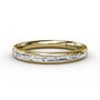 Fana 14k yellow gold baguette diamond wedding band, style W3289, featuring a sleek channel-set row of horizontal baguette diamonds