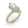 Fana 14k yellow gold pavé diamond engagement ring setting, style S4350, showing a six-prong head with a marquise center diamond and a slender diamond-accented band