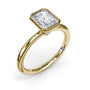 Fana modern solitaire engagement ring, style S4067 with an emerald cut diamond secured in a full gold bezel setting on a polished band
