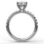 Silhouette side profile view of the Fana S3846 engagement ring setting, highlighting the refined cathedral shoulders and a signature hidden sapphire peek-a-boo gemstone under the head at Noah's Fine Watches & Jewelry
