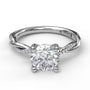 Forward-facing studio shot of the Fana S3901 twist diamond engagement ring setting, showcasing the symmetry of the overlapping diamond-accented band