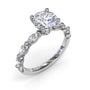 4k white gold engagement ring setting by Fana, style S4074, featuring eye-catching marquise-shaped diamond side stones arranged along the band to frame a brilliant round-cut center diamond