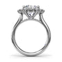 Circular silhouette profile view of the Fana S4223 white gold engagement ring, displaying the cathedral shoulders and raised crown design holding the floral basket
