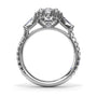 Circular silhouette profile view of the Fana S4262 ring displaying the elevated gallery basket setting and diamond-lined shoulders