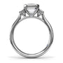 Circular silhouette profile view of the Fana S4278 three stone engagement ring setting, showing the white gold cathedral band and open under-gallery basket