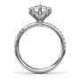 Silhouette side profile view of the Fana S4363 engagement ring setting with refined arched cathedral shoulders, a tiny surprise collar diamond accent and a hidden peek-a-boo blue sapphire gemstone at Noah's Fine Watches & Jewelry