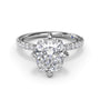 Forward-facing studio view of the Fana S4363 white gold engagement ring setting, highlighting the clean symmetry of the pavé diamond band framing a cushion stone