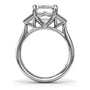 Circular silhouette profile view of the Fana S4376 three stone engagement ring setting, displaying the polished cathedral band and prong basket details