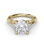 Forward-facing studio view of the Fana S4381 yellow gold engagement ring setting, showcasing the symmetrical pavé diamond band framing a round diamond.