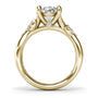 Circular silhouette profile view of the Fana S4409 vine engagement ring setting, showing the polished yellow gold cathedral basket and split-shank leaf design