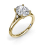 Fana 14k yellow gold split-shank engagement ring setting, style S4188, showing a polished open-architecture band with a small round diamond accent tucked beneath an oval center stone