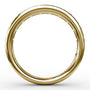 Circular interior and profile view of the Fana W3289 yellow gold channel band highlighting the solid high-polish borders and signature gemstone detail