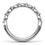 Top-down circular profile shot of the Fana W4074 horizontal marquise diamond band highlighting the uniform stone alignment