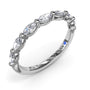 Angled side-view profile of the Fana W4074 marquise diamond wedding ring displaying the polished metal under-gallery and setting security