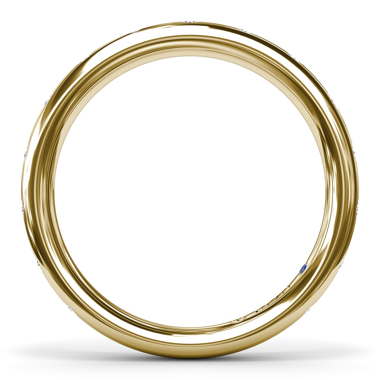 Circular interior view of the Fana W4351 yellow gold wedding ring showing the solid, comfortable high-polish interior shank
