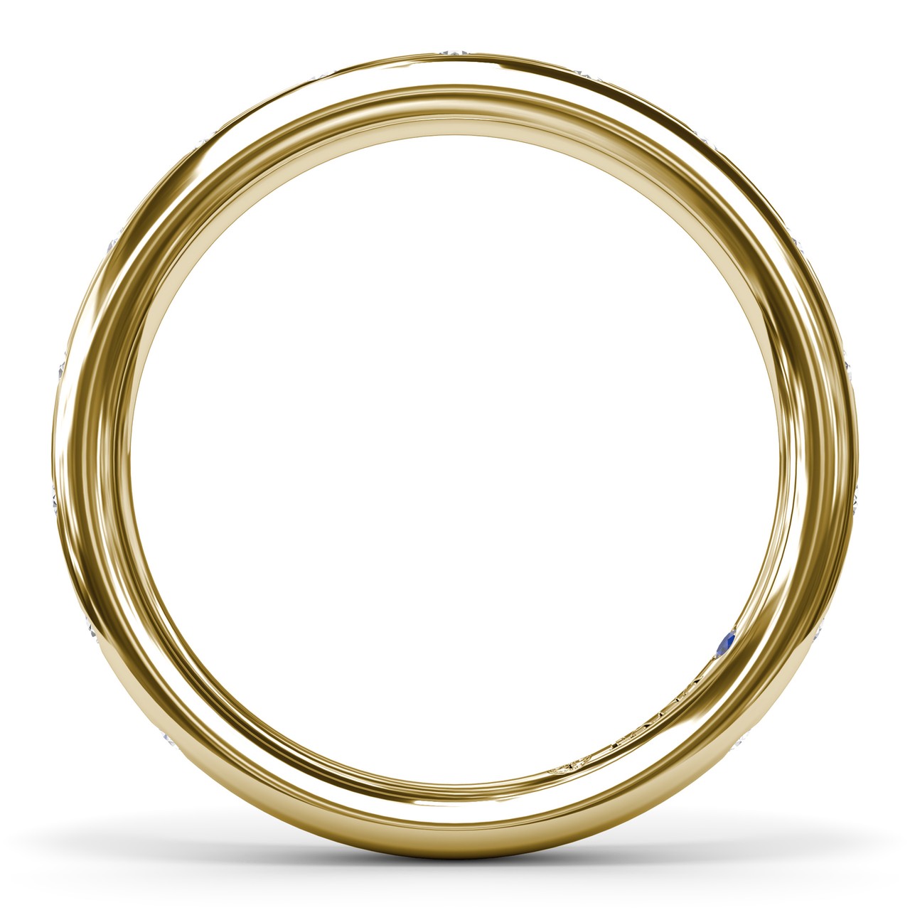 Circular profile and interior view of the Fana W4353 yellow gold burnished diamond ring, emphasizing the smooth metal border