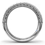 Circular interior view of the Fana W4378 white gold bezel baguette ring showing the comfort-fit interior shank and partial-etched design
