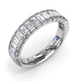 Angled side-view profile of the Fana W4378 white gold bezel diamond band highlighting the uniform vertical stone bars and polished metal borders