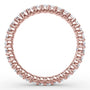 Circular interior profile view of the Fana W6124 rose gold eternity band, highlighting the uniform stone placement and shared prong open gallery