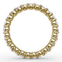 Circular interior profile view of the Fana W6126 yellow gold eternity band, highlighting the uniform 1.25ct stone alignment and open scalloped light galleries
