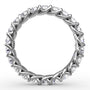 Circular profile view of the Fana W6136 white gold eternity band, showcasing the intricate intertwining open-work trellis gallery underneath the 1.98ct diamonds